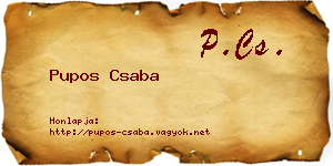 Pupos Csaba névjegykártya